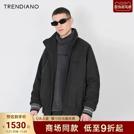 TRENDIANO梅花联名系列立体字母夹棉运动外套男潮2023新款冬季商品大图