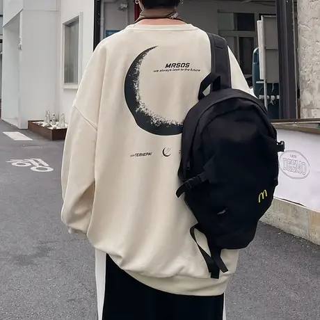 麂皮绒vintage卫衣男春秋季ins潮牌圆领打底美式无帽港风套头长袖商品大图