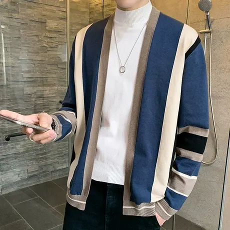 春季2023新款男士针织衫韩版潮流个性帅气外穿休闲开衫毛衣外套潮商品大图
