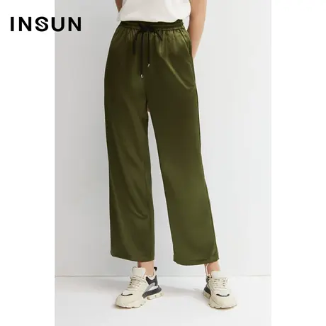 INSUN恩裳春季装醋酸潮流腰绳感运动裤商品大图