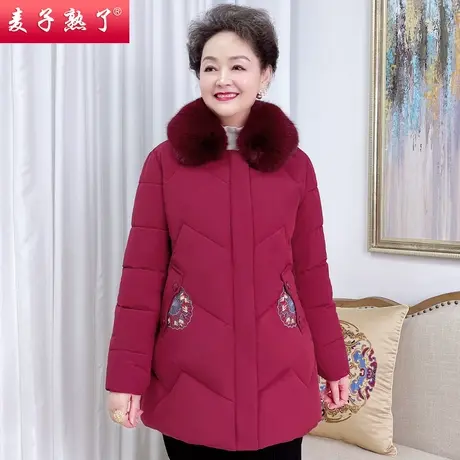 妈妈冬装加厚棉袄秋冬新款阔太太洋气棉服上衣棉衣服中老年人女装图片