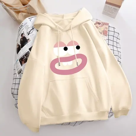 米色连帽卫衣女2023秋季新款宽松薄款女款秋装学生小个子秋款上衣商品大图