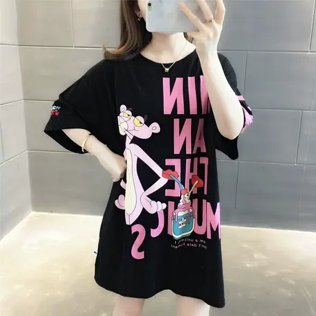 纯棉短袖T恤女装宽松2024年新款春季洋气中长款设计感打底衫爆款商品大图