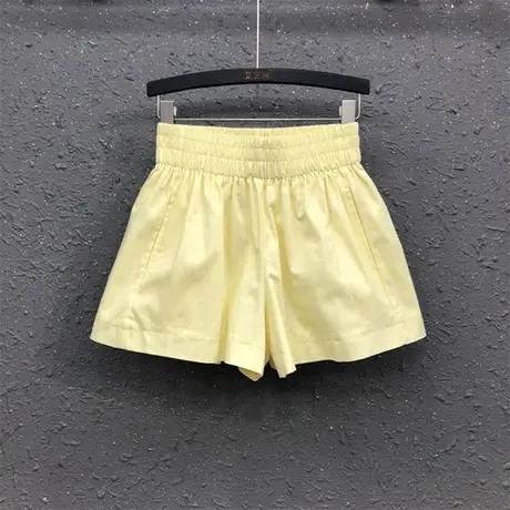 糖果色休闲百搭宽松显瘦A字高腰阔腿裤女24夏季新款牛仔短裤热裤图片