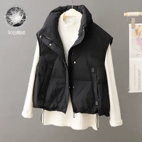 2023秋冬新款小个子短款立领羽绒马甲女外穿时尚白鸭绒外套坎肩潮商品大图