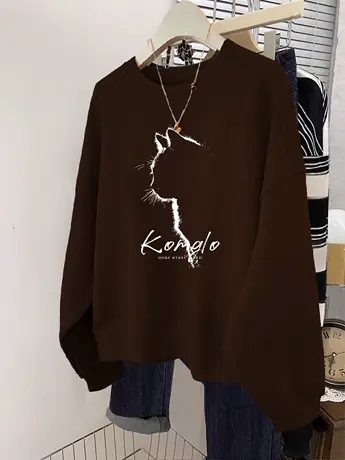 vintage中性风卫衣女秋冬加绒加厚oversize大码宽松外套ins潮上衣图片