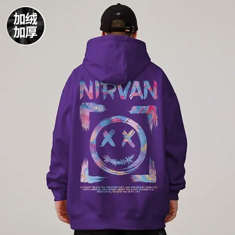 小恶魔卫衣连帽加肥加大胖子潮牌潮流大码男装外套秋冬款加绒加厚图片