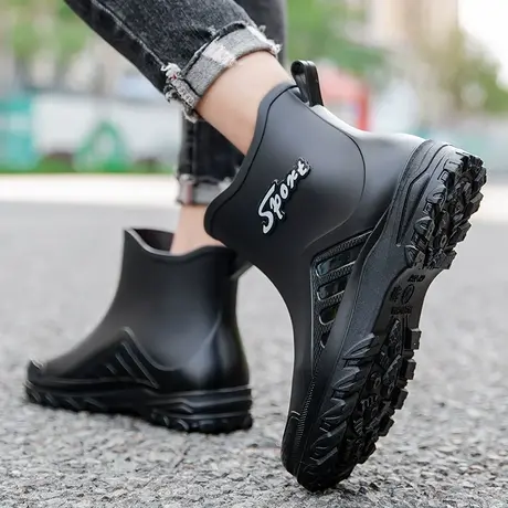 户外钓鱼防水鞋男士厚底防滑雨鞋男款外卖短筒雨靴工作劳保鞋子男图片