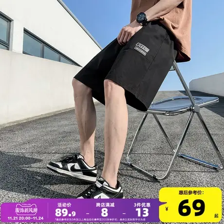唐狮2024夏季新款休闲短裤男宽松直筒五分工装裤薄款大口袋中裤潮商品大图