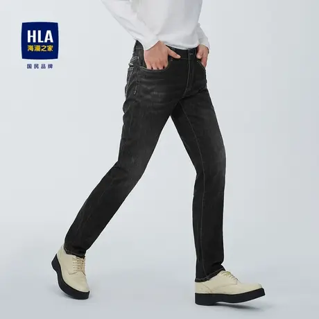 【奥莱】HLA/海澜之家含桑蚕丝牛仔裤舒适微弹时尚黑牛透气裤子男图片