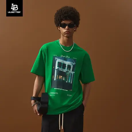 Lilbetter爱德华·霍普联名短袖男宽松体恤休闲半袖复古五分袖lb商品大图