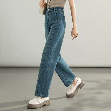 高腰直筒牛仔裤女2024年新款春秋裤子宽松香蕉裤阔腿裤显瘦镰刀裤商品大图