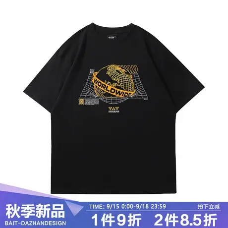 短袖t恤男夏hiphop情侣装欧美简约地球街头印花嘻哈宽松潮牌半袖商品大图