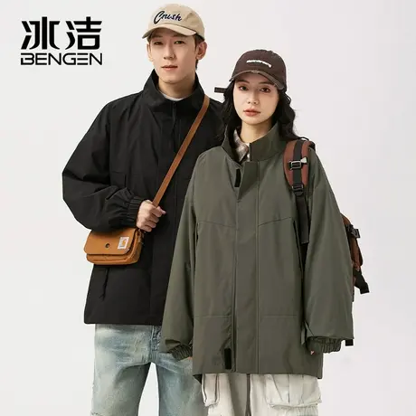 冰洁中性风冲锋衣外套情侣2024春秋季宽松防风防水连帽工装夹克潮商品大图