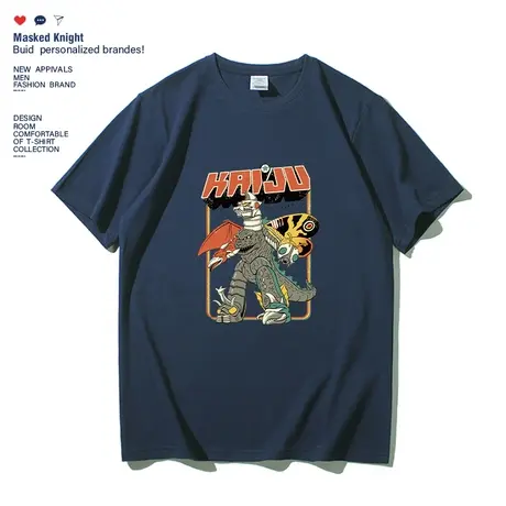 2023新款潮牌日系复古恐龙印花短袖t恤夏季纯棉宽松圆领半袖体恤图片