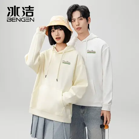 冰洁男士连帽卫衣2024新款春秋季宽松潮牌休闲套头情侣女装外套商品大图