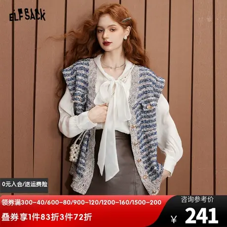 妖精的口袋小香风马甲女2024春秋新款宽松无袖外搭叠穿开衫坎肩潮图片