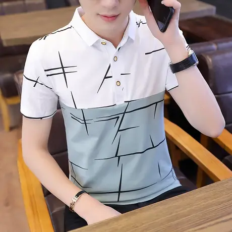 2023夏季新款短袖t恤男士韩版潮牌丅半袖体桖上衣服POLO衫男装潮商品大图