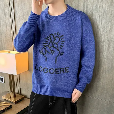 男士毛衣秋冬季2023新款潮流韩版宽松网红ins青少年学生针织外套商品大图