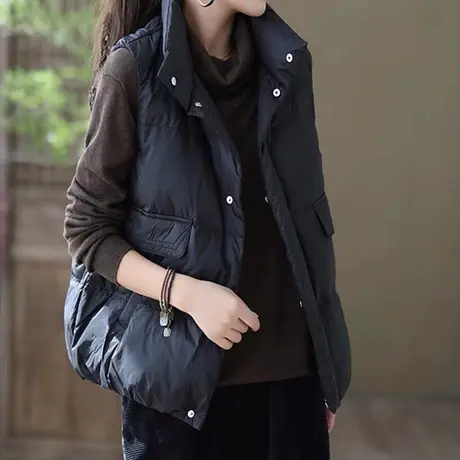 羽绒棉马甲女短款2023年秋冬季新款轻薄时尚马夹坎肩时尚无袖外套图片