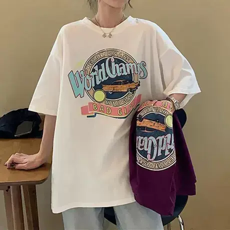 白色t恤女装纯棉春夏季2023新款韩版宽松爆款网红短袖上衣服ins潮图片