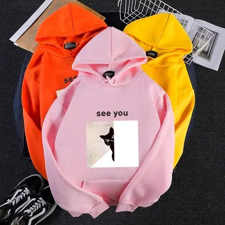 加厚加绒卫衣女潮ins连帽秋冬2023新款长袖韩版宽松bf慵懒风上衣图片