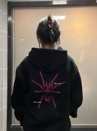 美式复古连帽卫衣女春秋季薄款小个子宽松高级感oversize潮牌外套图片