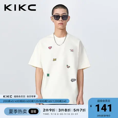 kikc短袖t恤男2023春夏新款商场同款趣味刺绣宽松减龄随性上衣图片
