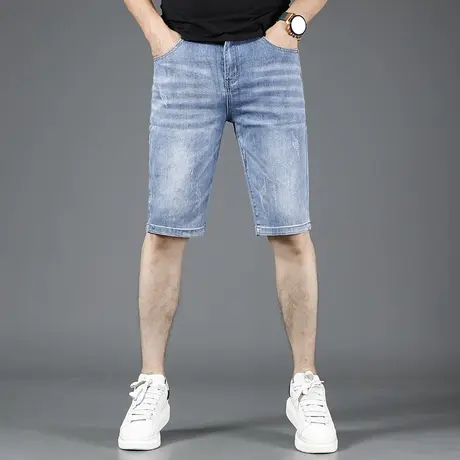 2023新款牛仔短裤男款夏季薄款五分裤修身潮流弹力男士休闲中裤男商品大图