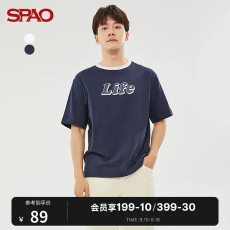 SPAO男士T恤夏季新款字母印花短袖休闲T恤SPRPC23H26商品大图