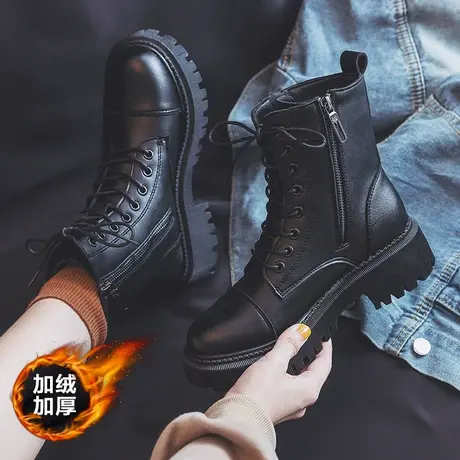 马丁靴女2023冬季新款英伦风厚底潮ins真皮春秋单靴百搭秋鞋短靴商品大图