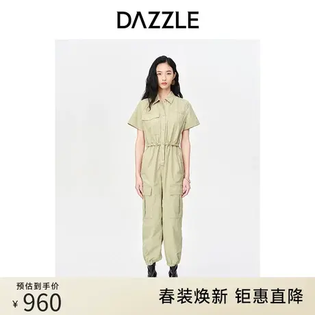 DAZZLE地素奥莱 春季简约工装风休闲短袖衬衫式个性连体裤女图片