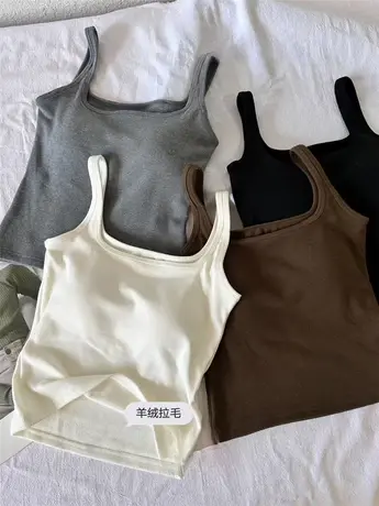 一体杯羊绒吊带背心女欧洲站冬装2024新款欧货女装修身显瘦上衣潮图片