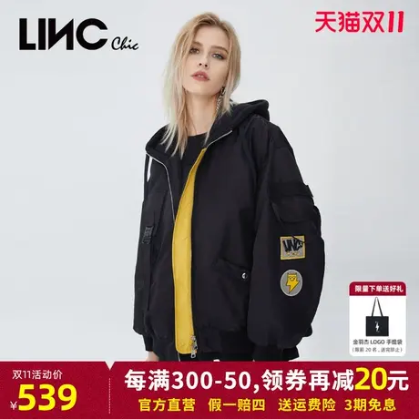 LINC金羽杰羽绒服女2023年冬季新款反季断码女款短款羽绒夹克外套商品大图
