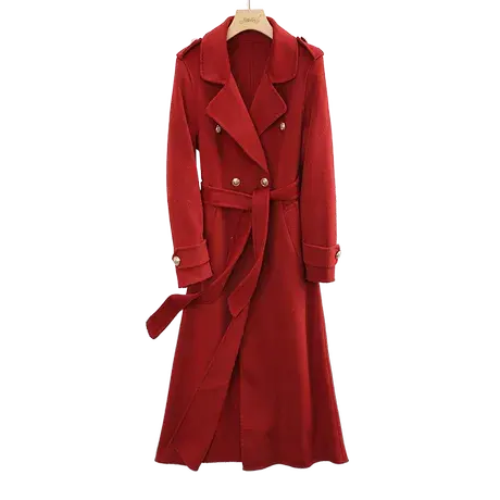 时尚大牌双面呢外套2022年冬季新款女士气质温柔长款显瘦通勤上衣商品大图