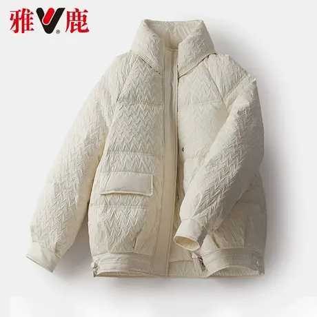雅鹿羽绒服女短款2022冬季新款休闲宽松保暖立领时尚百搭外套高端商品大图