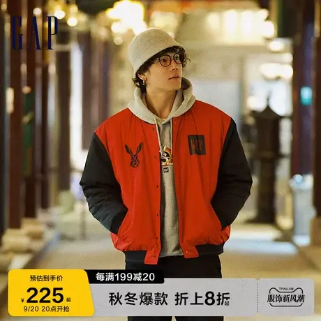 Gap男装秋季红色LOGO双面穿棉服506329运动潮流休闲棒球服外套图片