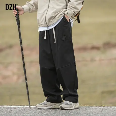 男士美式冲锋裤子男秋款宽松直筒2023新款黑色工装裤伐木裤阔腿裤图片