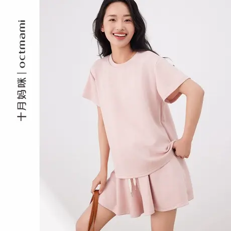 十月妈咪孕妇套装2025新款夏季薄款外穿小个子烫钻T恤短裤夏装商品大图