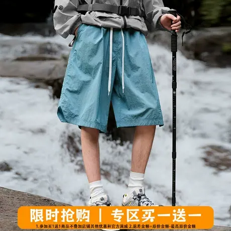 VIISHOW户外山系尼龙速干短裤男美式运动五分裤宽松休闲直筒裤子商品大图