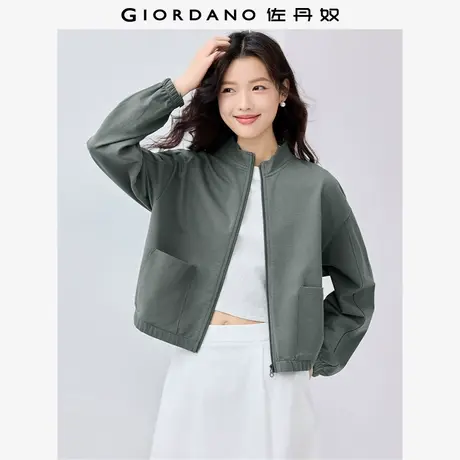 佐丹奴外套女装纯棉立领口袋短款针织卫衣外套 05375457商品大图