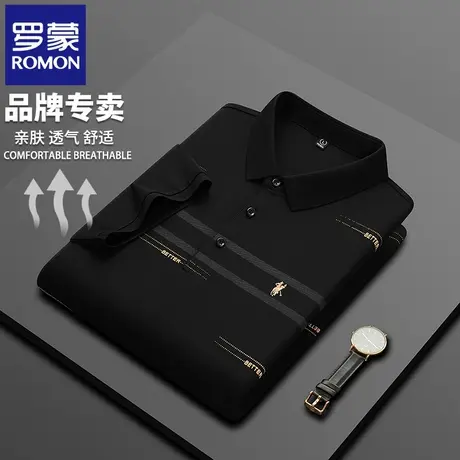 罗蒙高端男士刺绣POLO衫夏季轻薄商务短袖t恤中年爸爸翻领半袖N2Z商品大图