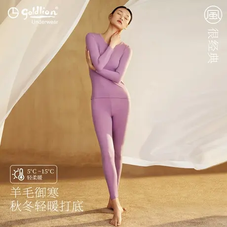 金利来风系列女士薄款保暖内衣套装含羊毛秋季德绒秋衣秋裤打底衫商品大图