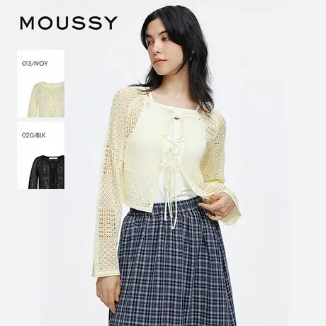 MOUSSY 2025夏季新品法式田园风钩花镂空针织开衫女028ISA70-0003商品大图