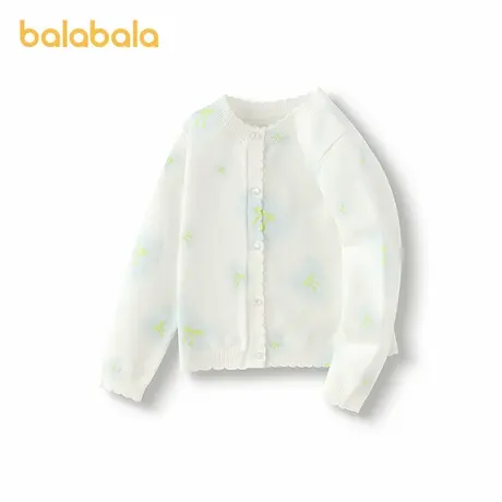 巴拉巴拉儿童毛衫女童2025新款春装中大童蝴蝶结提花针织开衫甜美图片