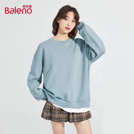 班尼路假两件卫衣女圆领2025秋季新款小个子宽松显瘦上衣外套女Q图片