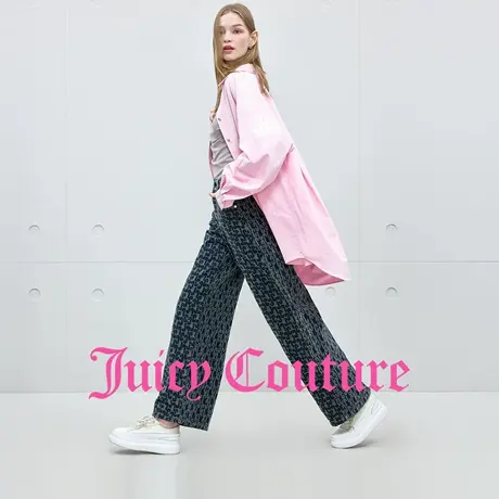 Juicy Couture橘滋牛仔裤女2025年秋季新款直筒印花时尚休闲长裤商品大图