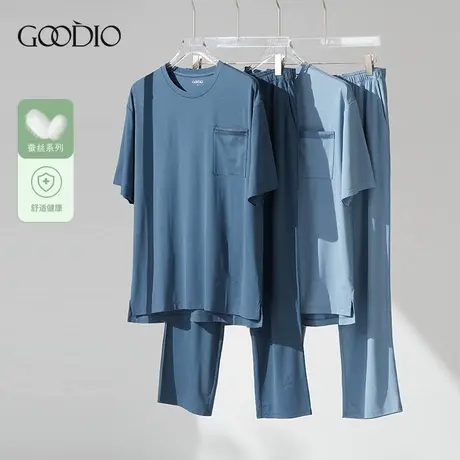 歌帝【直播】蚕丝短袖长裤男套装 GDB0413商品大图