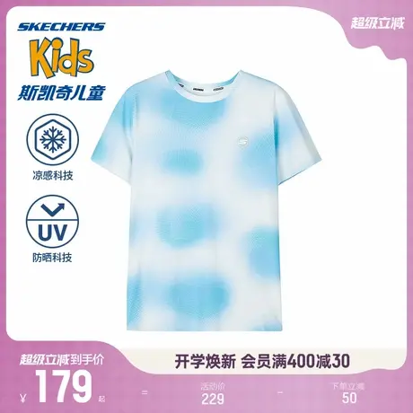 Skechers斯凯奇童装男童针织T恤衫运动休闲舒适透气儿童圆领短袖商品大图