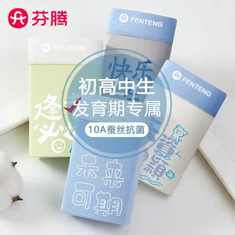 芬腾青少年发育期男生内裤初中高中学生男童四角平角蚕丝抗菌短裤商品大图